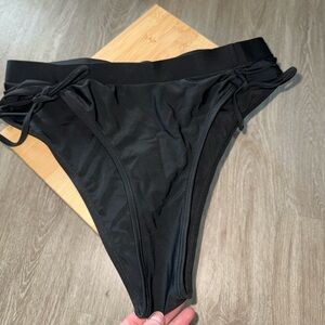 Black Women’s Bikini Bottom with Side Tie - Classic Swim